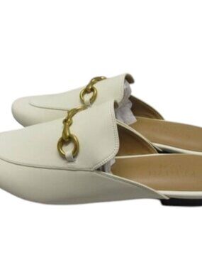 NEW KAITLYN PAN Aaliyah Buckled Slip-On Mules – White – Women’s Size 6.5 US